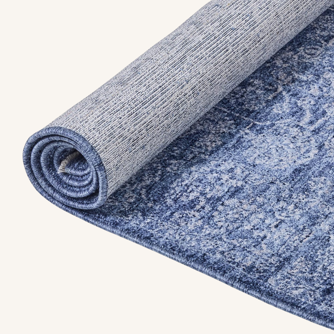 Indigo Distressed Medallion Rug – Navy & Sky Blue ...