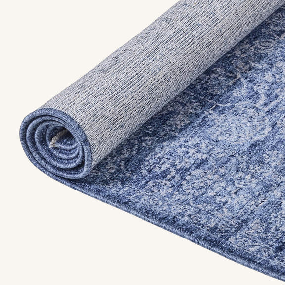 Indigo Distressed Medallion Rug – Navy & Sky Blue ...