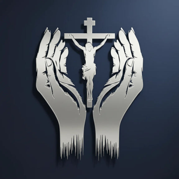 Jesus Christ & Praying Hands Silver