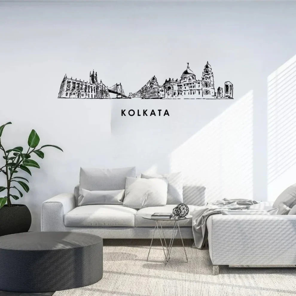Kolkata, India - Skyline Acrylic Wall Art - Home Decal - Indian National Day