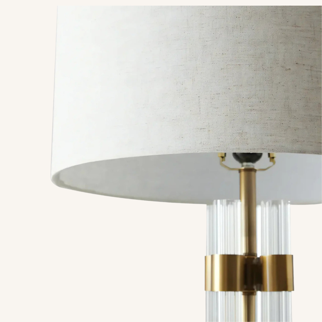 Lucent Acrylic Column Table Lamp – Modern Brass & Clear Rod Table Lamp with Cream Shade.......
