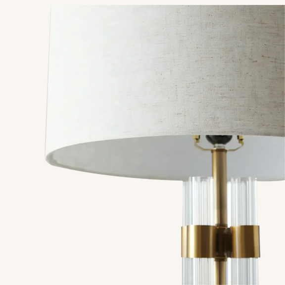 Lucent Acrylic Column Table Lamp – Modern Brass & Clear Rod Table Lamp with Cream Shade.......