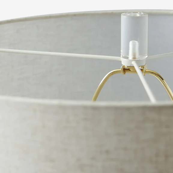 Lucent Acrylic Column Table Lamp – Modern Brass & Clear Rod Table Lamp with Cream Shade...