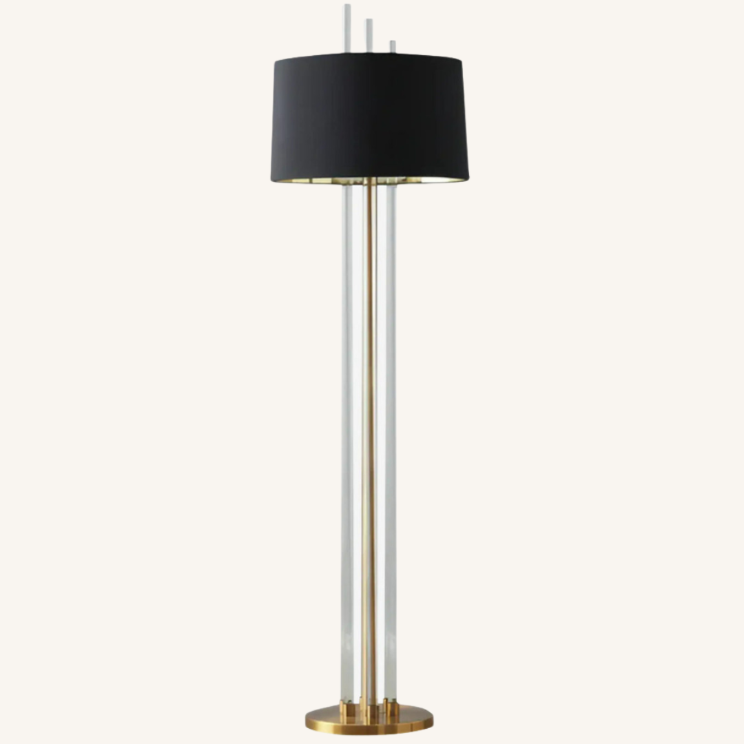 Lucent Tri-Column Modern Floor Lamp – Minimalist Brass & Acrylic Luxury Standing Lamp