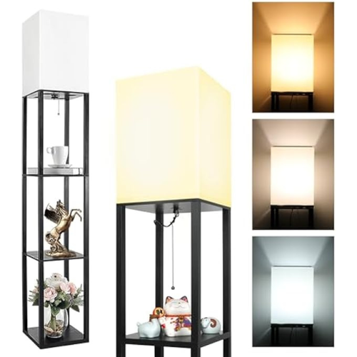 Lumira Tiered Shelf Floor Lamp – Modern 3-Tier Storage Lamp with Adjustable Color Temperature