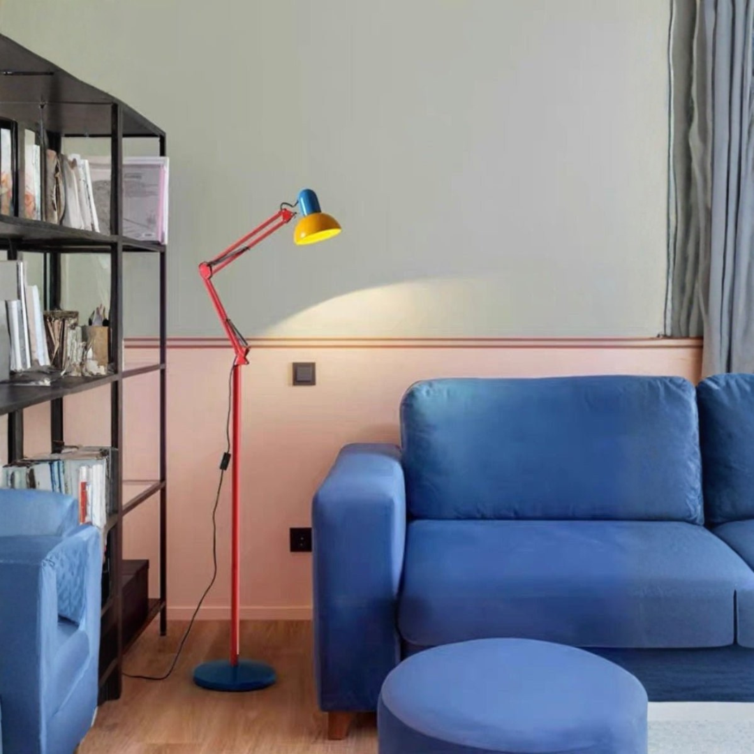 Memphis Retro Tall Metal Floor Lamp – Multi-Jointed LED Reading Light....