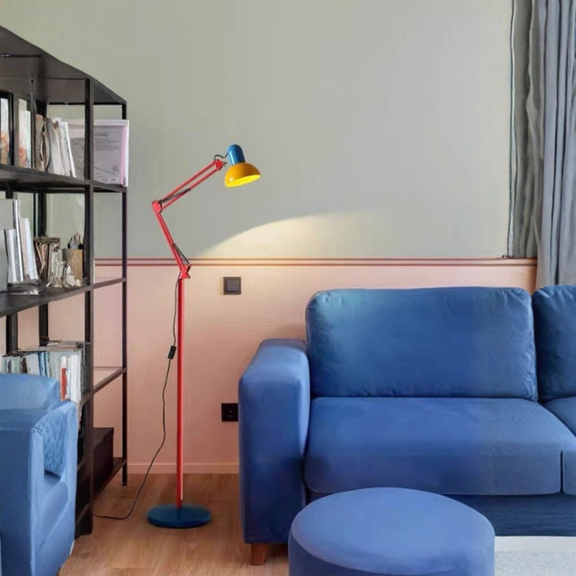 Memphis Retro Tall Metal Floor Lamp – Multi-Jointed LED Reading Light....