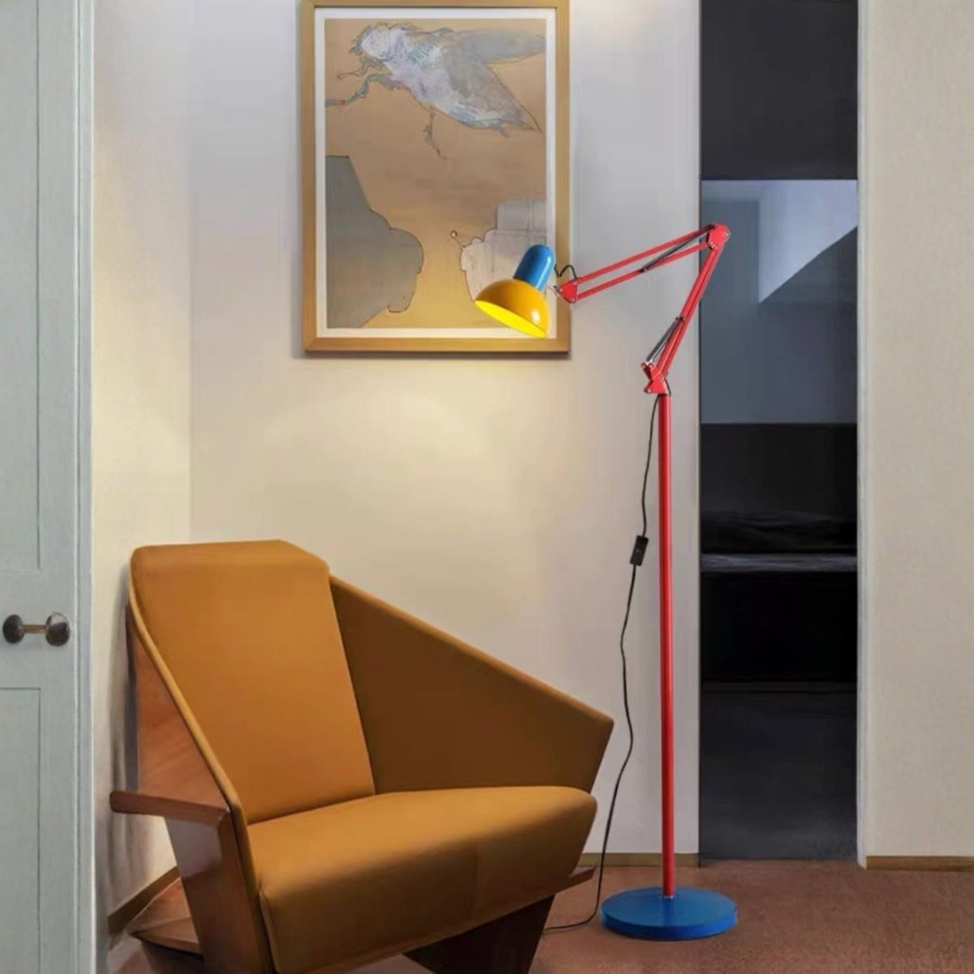 Memphis Retro Tall Metal Floor Lamp – Multi-Jointed LED Reading Light...