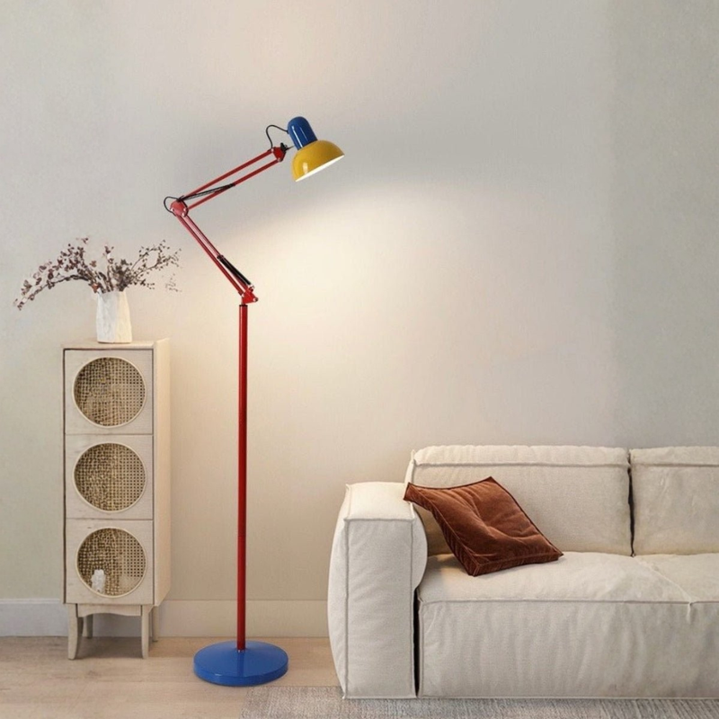 Memphis Retro Tall Metal Floor Lamp – Multi-Jointed LED Reading Light..