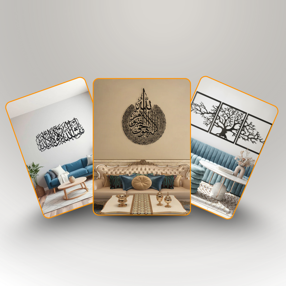 Nature & Faith Collection: Ayatul Kursi, 3-Piece Life Tree, and Mashallah Bundle Black