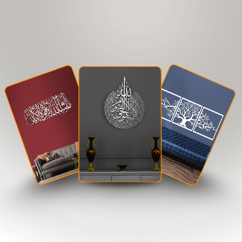 Nature & Faith Collection: Ayatul Kursi, 3-Piece Life Tree, and Mashallah Bundle silver..