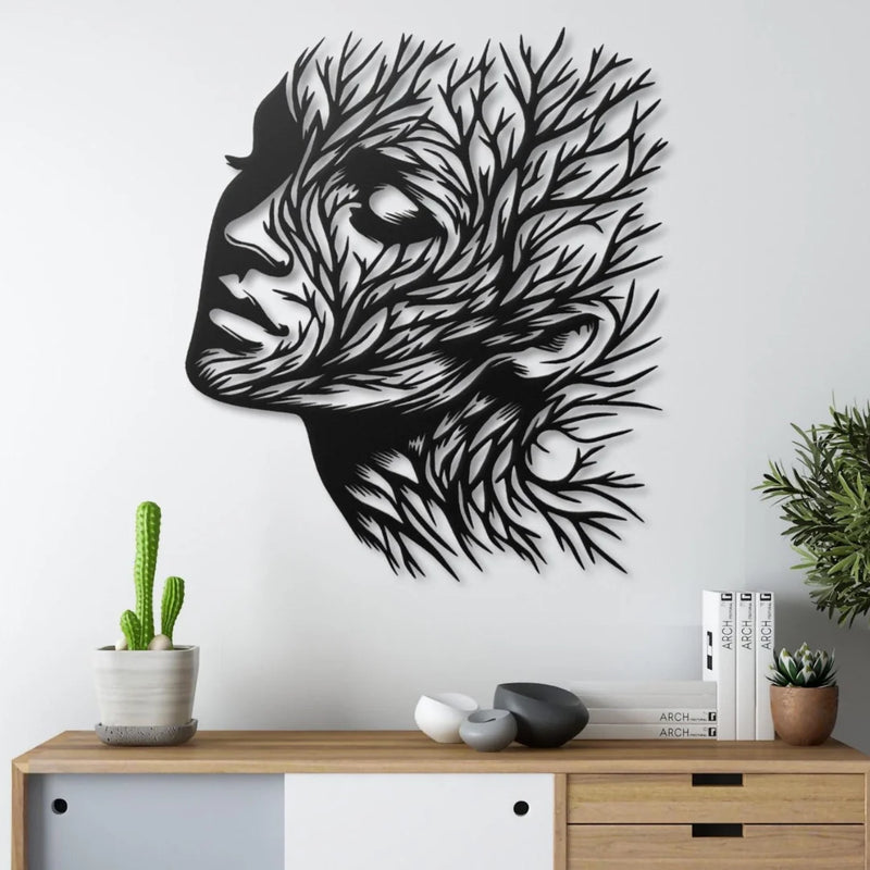 Nature's Embrace Face Acrylic Wall Art Black 1