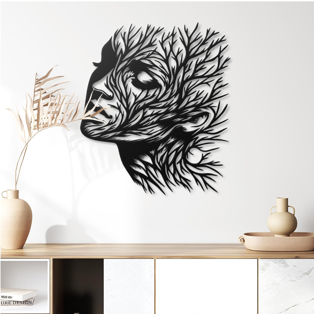 Nature's Embrace Face Acrylic Wall Art – Abstract Tree Branch Silhouette