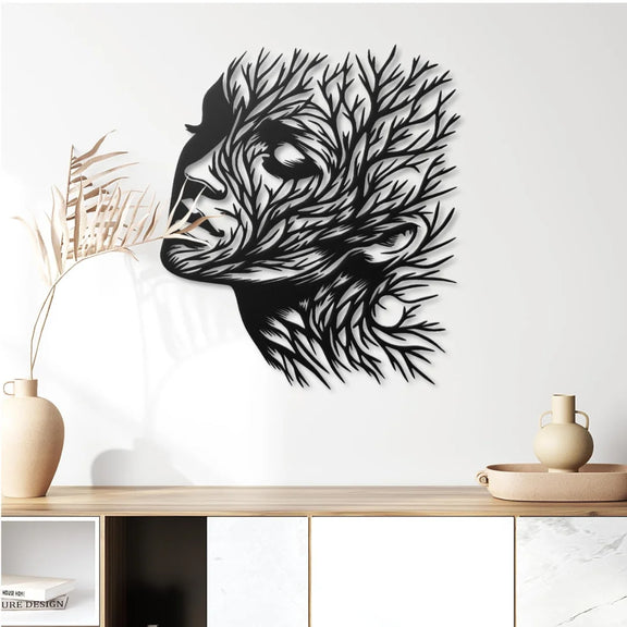 Nature's Embrace Face Acrylic Wall Art Black 2