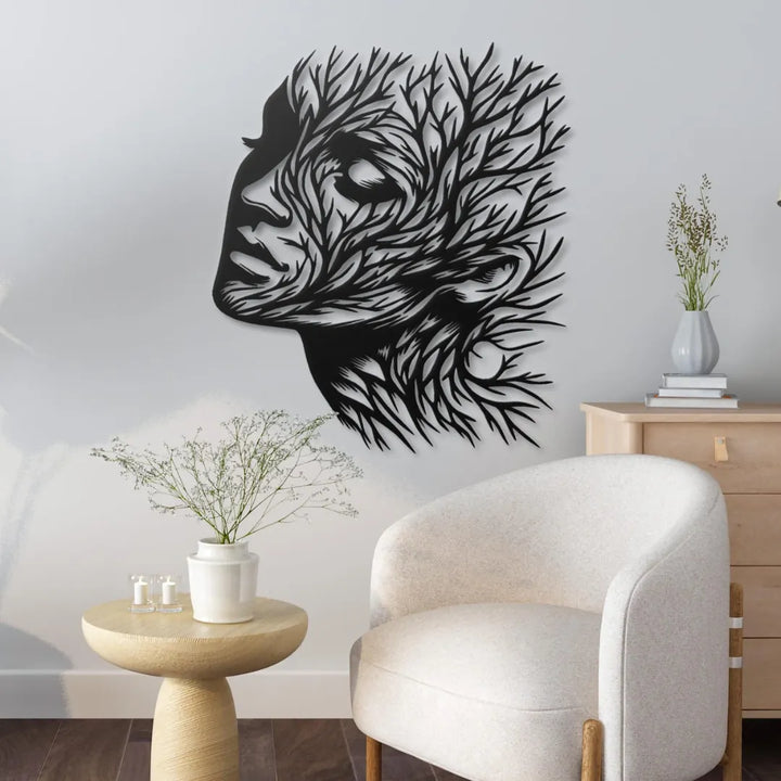 Arcdew - Nature's Embrace Face Acrylic Wall Art – Abstract Tree Branch Silhouette | Acrylic