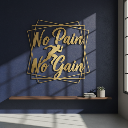 "No Pain No Gain" Acrylic Wall Art - Fitness & Motivation Decor | Arcdew Gold