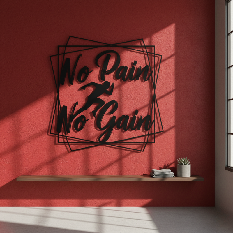 "No Pain No Gain" Acrylic Wall Art - Fitness & Motivation Decor | Arcdew black