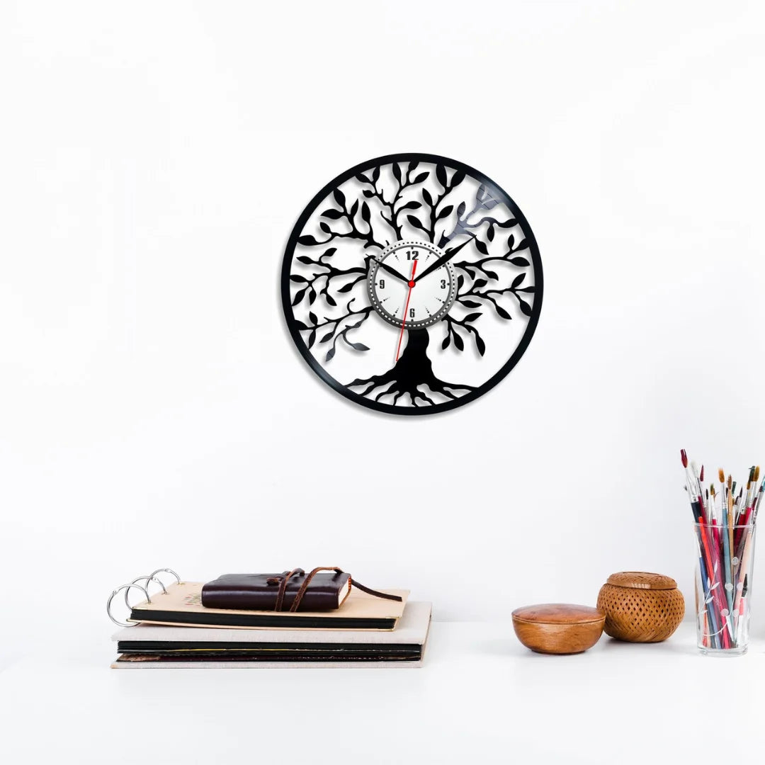 Premium Acrylic Tree of Life Wall Clock Black 1