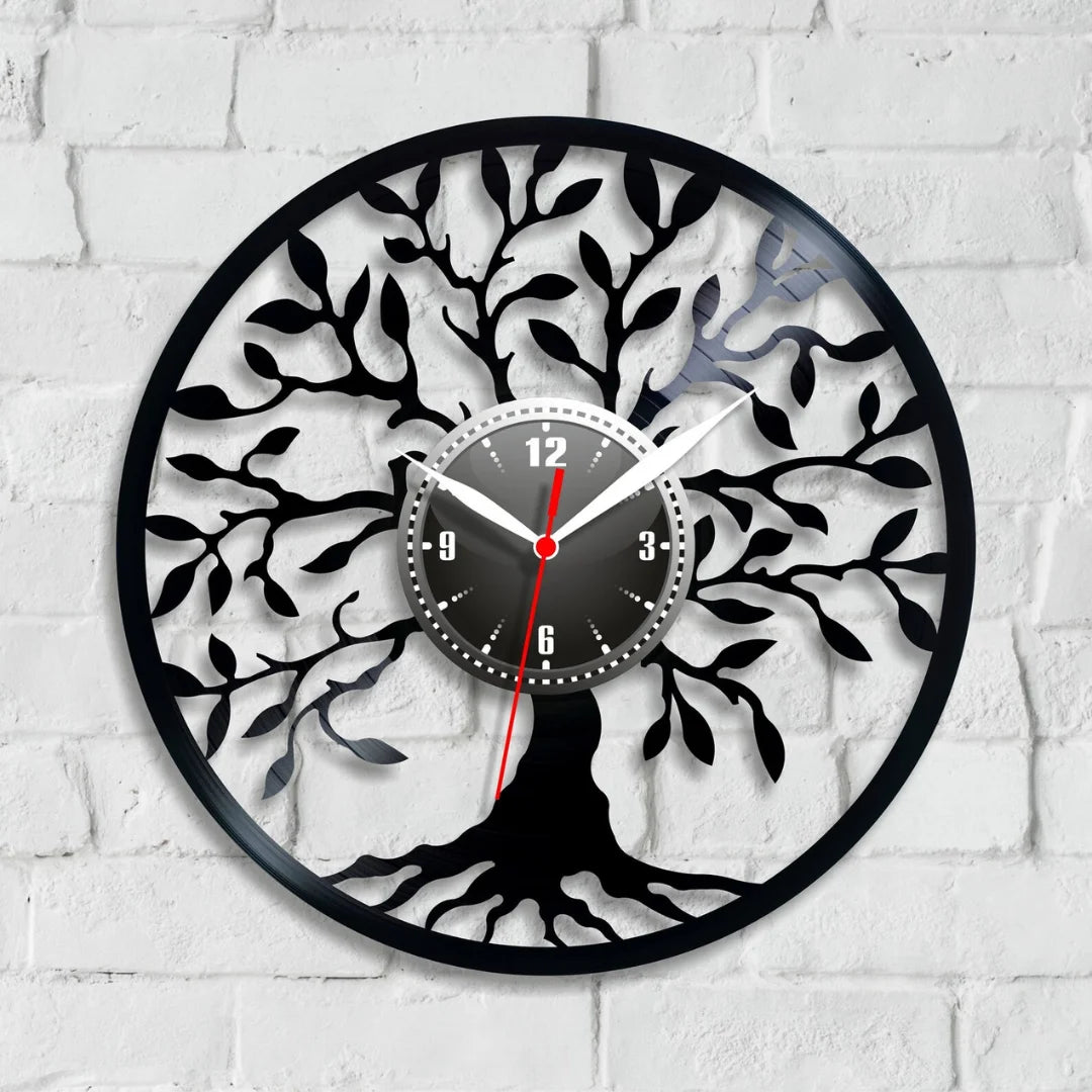 Premium Acrylic Tree of Life Wall Clock Black 2