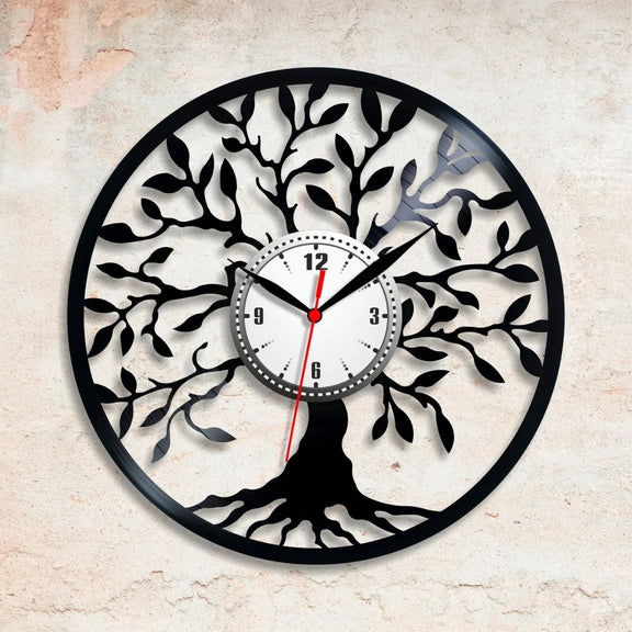 Premium Acrylic Tree of Life Wall Clock Black