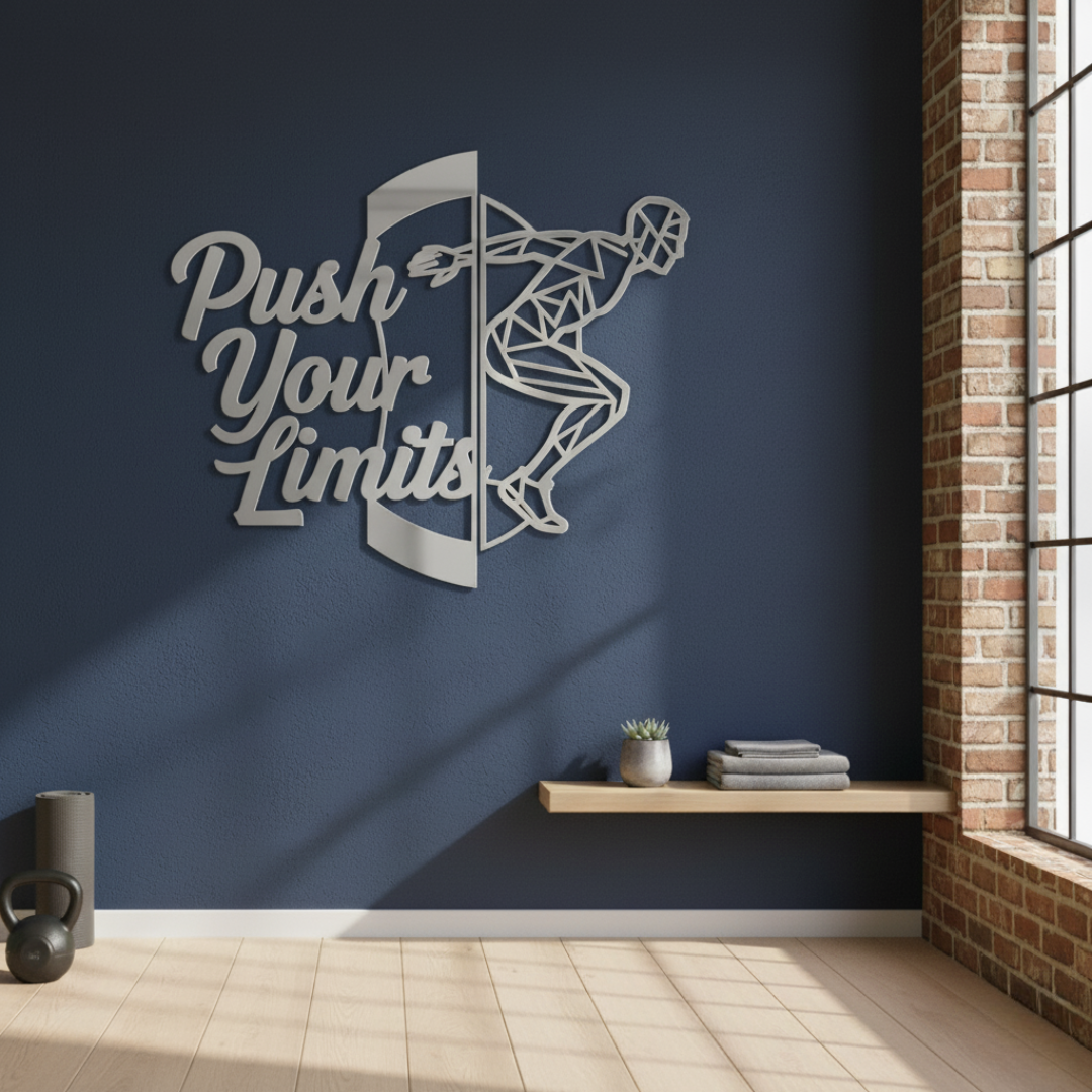"Push Your Limits" Acrylic Wall Art - Geometric Athlete Decor | Arcdew..