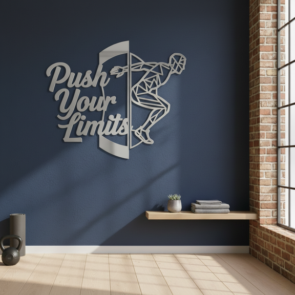 "Push Your Limits" Acrylic Wall Art - Geometric Athlete Decor | Arcdew..