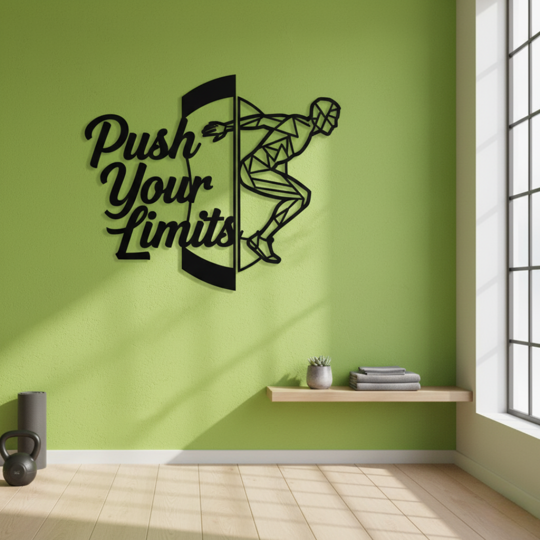 "Push Your Limits" Acrylic Wall Art - Geometric Athlete Decor | Arcdew.