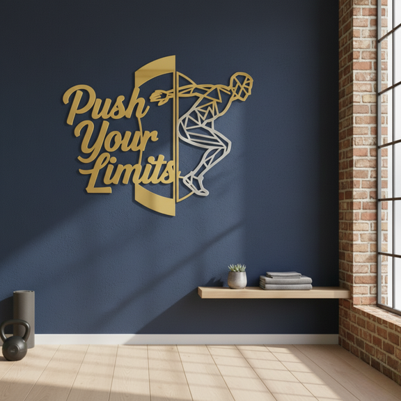 "Push Your Limits" Acrylic Wall Art - Geometric Athlete Decor | Arcdew