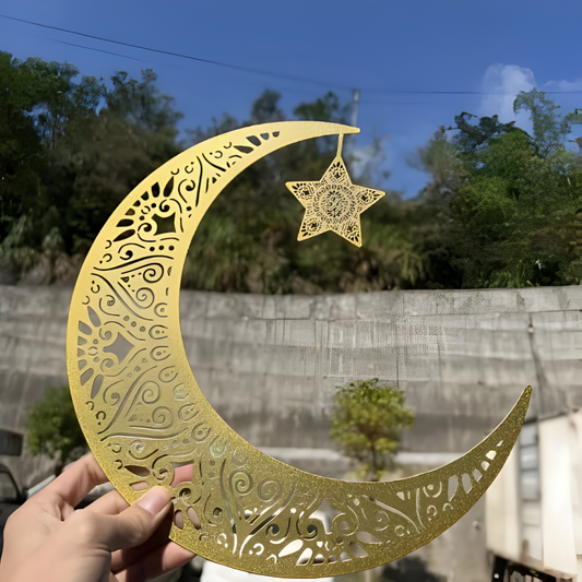 Ramadan Moon and Star | 2 Pcs Acrylic Wall Decoration | Islamic Calligraphy | UAE Ramadan & Eid Decor..
