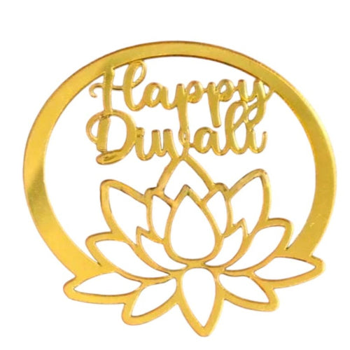 Golden Acrylic “Happy Diwali” Tag | 2 Inch
