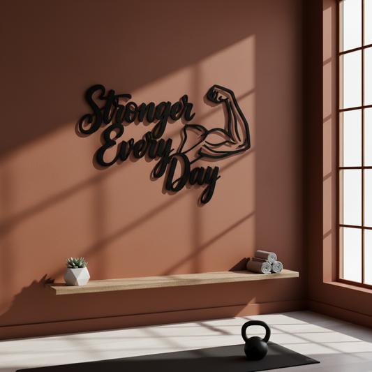 "Stronger Every Day" Acrylic Wall Art - Modern Fitness Decor | Arcdew