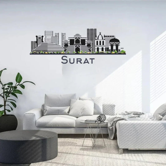 Surat, India - Skyline Acrylic Wall Art - Home Decal - Indian National Day
