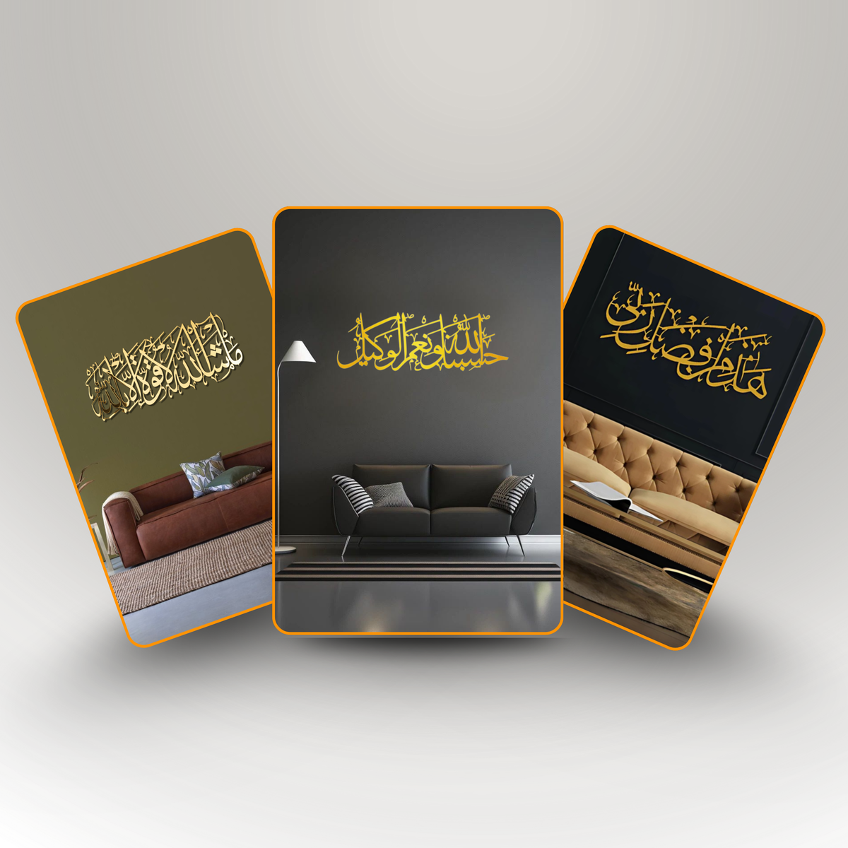 The Pillars of Faith Collection – 3-Piece Premium Acrylic Calligraphy Set Gold