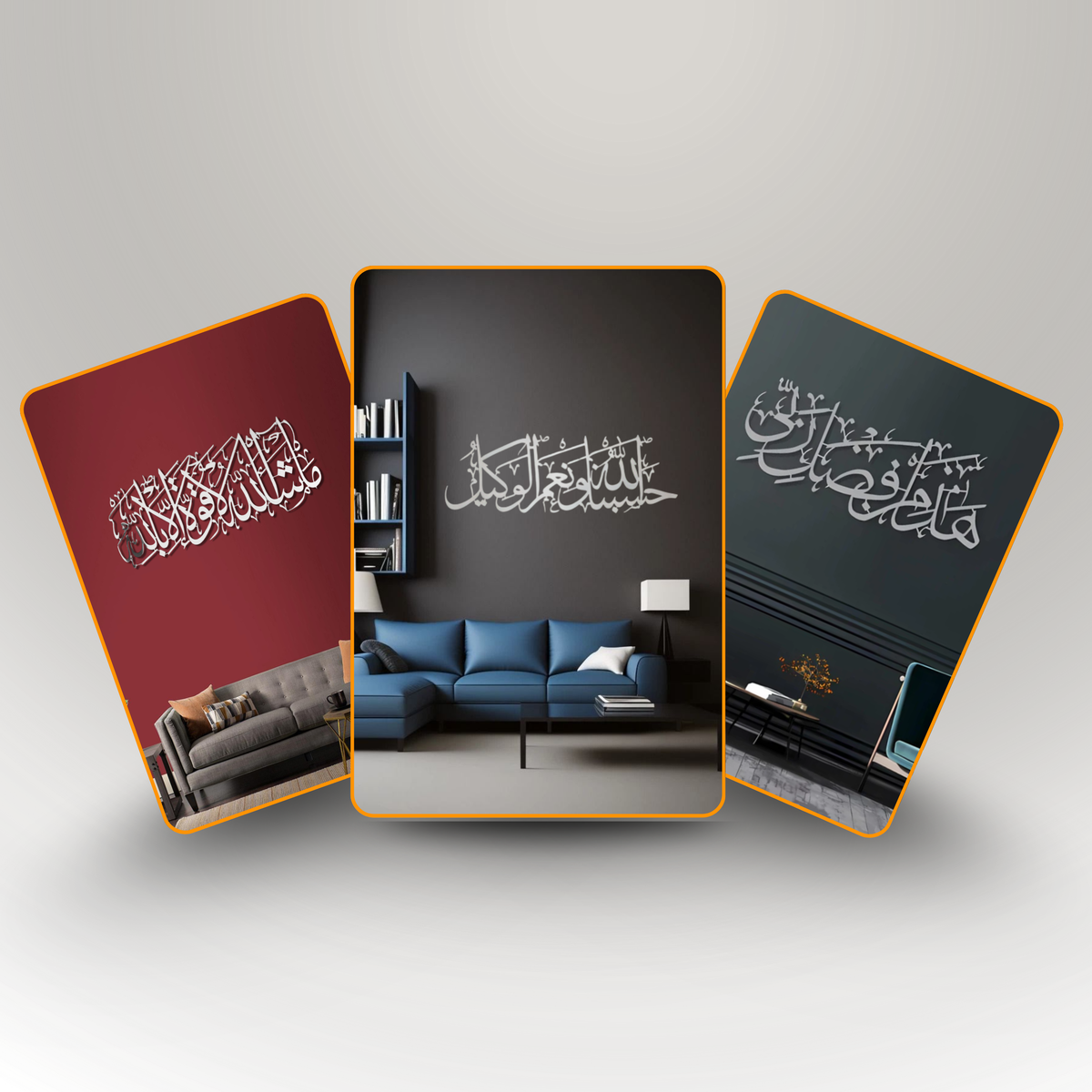 The Pillars of Faith Collection – 3-Piece Premium Acrylic Calligraphy Set Silver..
