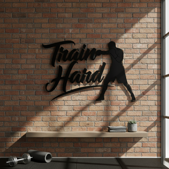 "Train Hard" Acrylic Wall Art - Boxer & Gym Motivation Decor....