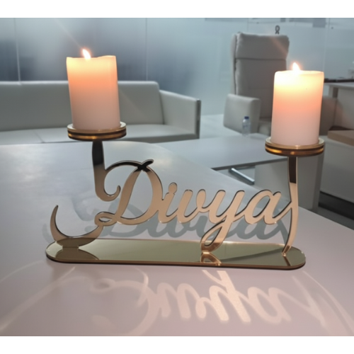 ArcDew Custom Name Acrylic Candle Stand | Personalized Gift for Weddings, Birthdays & Home Décor in UAE