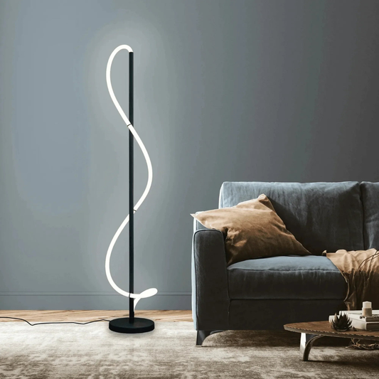 Wooden Twist Modern Line Floor Lamp - Ethereal Spiral LED Floor Lamp Gold....
