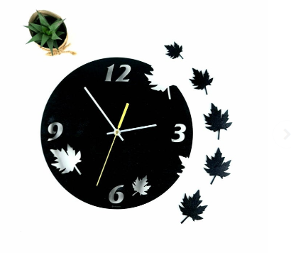 ArcDew Maple Leaves 3D Wall Clock M | Elegant 18×18 inch Nature-Inspired Acrylic Wall Timepiece UAE