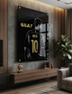 Lionel Messi GOAT Acrylic Wall Art – Premium Black & Gold Football Decor