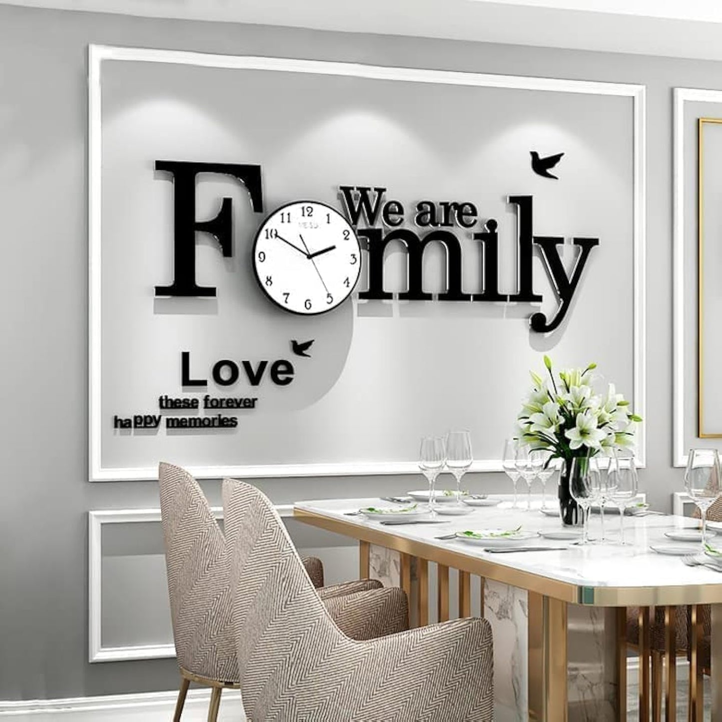 ArcDew WE ARE FAMILY DIY Acrylic Wall Clock | Modern 100x60 cm Home Décor UAE